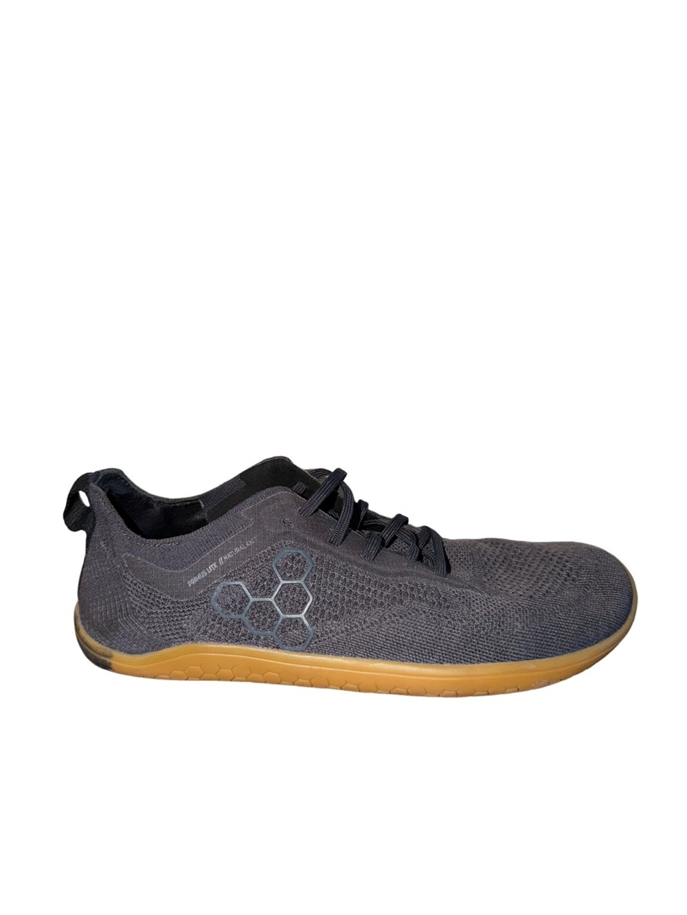 Men's vivo barefoot Primus Lightweight Knit Trainer - Black with Tan Sole size 8